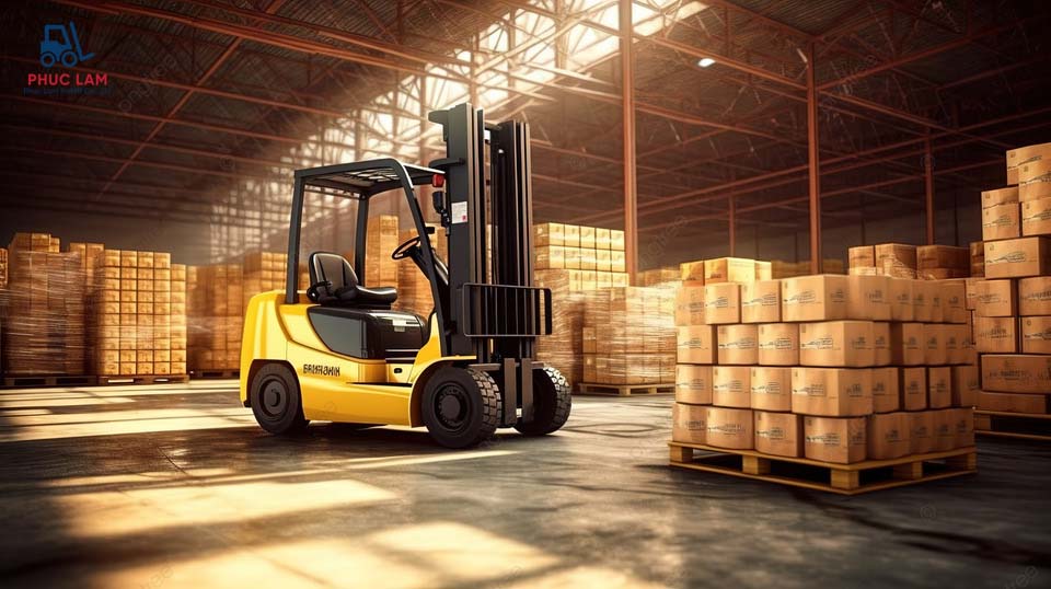 Một ngày làm việc của xe nâng Nhật bãi trong kho hàng