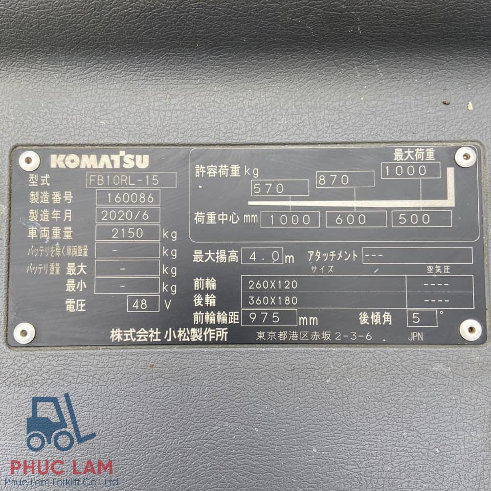 Thông số xe nâng điện Komatsu FB10RL-15